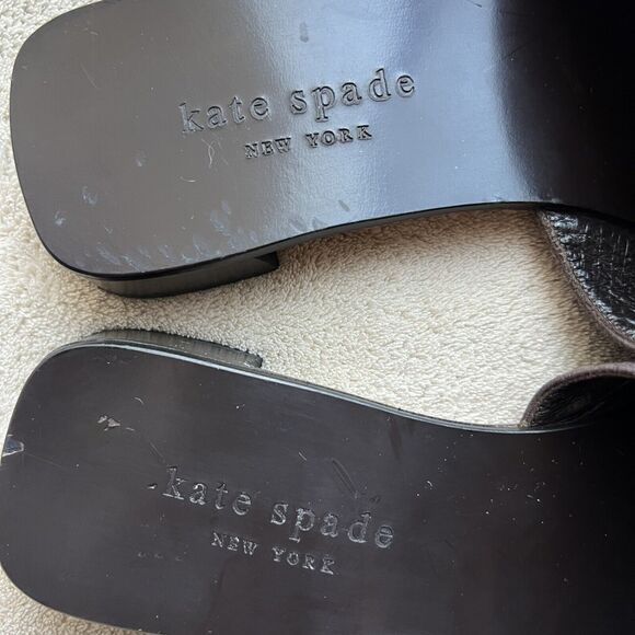 Kate Spade Pink Red White Brown Striped Fabric Slide Flat Sandals Women’s 7 B - Picture 10 of 16